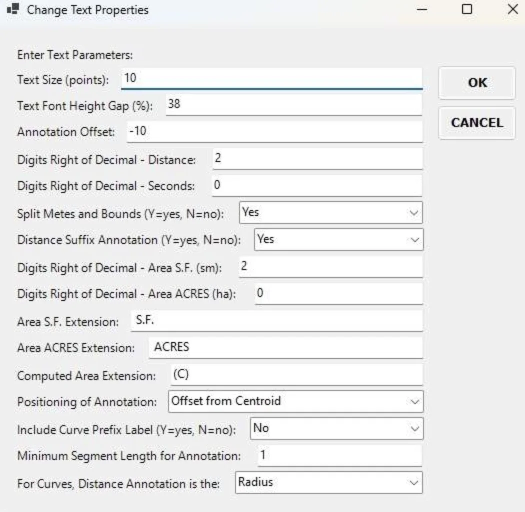 The same CEDRA Change Text Properties dialog box after migration to the ArcGIS Pro SDK, with identical parameters rendered in the modern ArcGIS Pro interface.